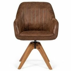 Best Pirce ⌛ Costway Set of 2 Mid Century Swivel Accent Chair Hot-Stamping Cloth Retro Brown ❤️ -Living Room Chairs Sales unnamed file 14332