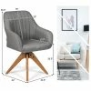 Flash Sale 😍 Costway Swivel Accent Chair Fabric Vanity Study Armchair w/Beech Wood Legs Gray 🧨 -Living Room Chairs Sales unnamed file 14453