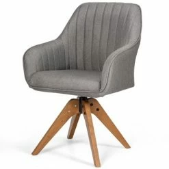 Flash Sale 😍 Costway Swivel Accent Chair Fabric Vanity Study Armchair w/Beech Wood Legs Gray 🧨 -Living Room Chairs Sales unnamed file 14460