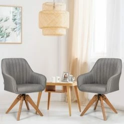Hot Sale 😍 Costway Set of 2 Swivel Accent Chair Fabric Vanity Study ArmChair w/Wood Legs 🎉 -Living Room Chairs Sales unnamed file 14481