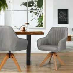Hot Sale 😍 Costway Set of 2 Swivel Accent Chair Fabric Vanity Study ArmChair w/Wood Legs 🎉 -Living Room Chairs Sales unnamed file 14482