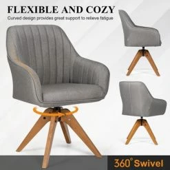 Hot Sale 😍 Costway Set of 2 Swivel Accent Chair Fabric Vanity Study ArmChair w/Wood Legs 🎉 -Living Room Chairs Sales unnamed file 14485