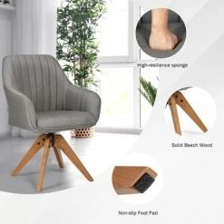 Hot Sale 😍 Costway Set of 2 Swivel Accent Chair Fabric Vanity Study ArmChair w/Wood Legs 🎉 -Living Room Chairs Sales unnamed file 14486