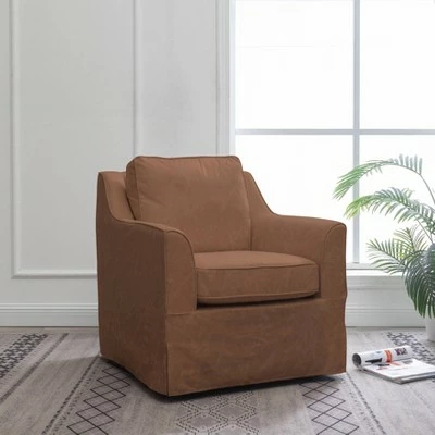 Wholesale ๐ฅฐ Club Swivel Chair Walnut Brown Faux Leather - WOVENBYRD ๐ฅ 4 Wholesale ๐ฅฐ Club Swivel Chair Walnut Brown Faux Leather - WOVENBYRD ๐ฅ - Image 2
