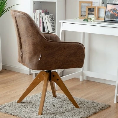 Outlet ๐ Costway Mid Century Swivel Accent Chair Hot-Stamping Cloth Armchair Retro Brown ๐ 5 Outlet ๐ Costway Mid Century Swivel Accent Chair Hot-Stamping Cloth Armchair Retro Brown ๐ - Image 3
