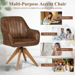 Outlet ๐ Costway Mid Century Swivel Accent Chair Hot-Stamping Cloth Armchair Retro Brown ๐ 14 Outlet ๐ Costway Mid Century Swivel Accent Chair Hot-Stamping Cloth Armchair Retro Brown ๐ -Living Room Chairs Sales unnamed file 14535