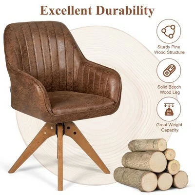 Outlet ๐ Costway Mid Century Swivel Accent Chair Hot-Stamping Cloth Armchair Retro Brown ๐ 7 Outlet ๐ Costway Mid Century Swivel Accent Chair Hot-Stamping Cloth Armchair Retro Brown ๐ - Image 5