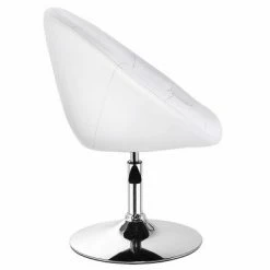 Hot Sale ✔️ Costway 1PC Adjustable Modern Swivel Round Tufted Back Accent Chair PU Leather White 🌟 -Living Room Chairs Sales unnamed file 14565