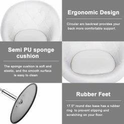 Hot Sale ✔️ Costway 1PC Adjustable Modern Swivel Round Tufted Back Accent Chair PU Leather White 🌟 -Living Room Chairs Sales unnamed file 14566