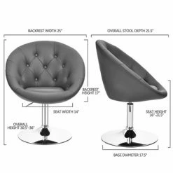Cheapest 😀 Costway Set of 2 Bar Stools Swivel Vanity Accent Chairs w/Round Tufted Back Grey 👏 -Living Room Chairs Sales unnamed file 14580