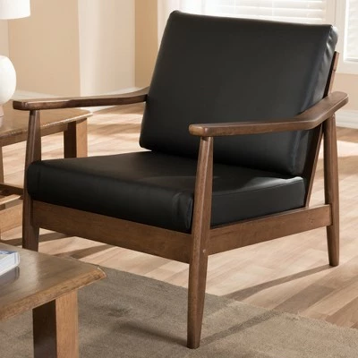 Top 10 ⭐ Venza Mid Century Modern Walnut Wood Faux Leather Lounge Chair Black - Baxton Studio 🤩 8 Top 10 ⭐ Venza Mid Century Modern Walnut Wood Faux Leather Lounge Chair Black - Baxton Studio 🤩 - Image 6