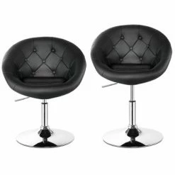 Cheapest 🧨 Costway Set of 2 Swivel Bar Stools Height Adjustable Round Tufted Back Bar Chairs Black 😍 -Living Room Chairs Sales unnamed file 14651