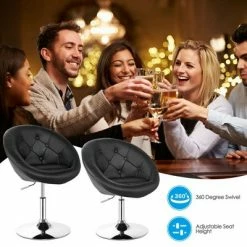 Cheapest 🧨 Costway Set of 2 Swivel Bar Stools Height Adjustable Round Tufted Back Bar Chairs Black 😍 -Living Room Chairs Sales unnamed file 14653