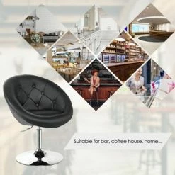 Cheapest 🧨 Costway Set of 2 Swivel Bar Stools Height Adjustable Round Tufted Back Bar Chairs Black 😍 -Living Room Chairs Sales unnamed file 14654