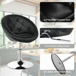 Cheapest 🧨 Costway Set of 2 Swivel Bar Stools Height Adjustable Round Tufted Back Bar Chairs Black 😍 -Living Room Chairs Sales unnamed file 14655