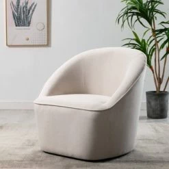 Buy 🛒 Barrel Swivel Chair Cream - WOVENBYRD ❤️