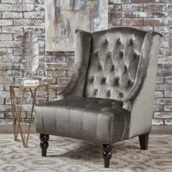 Buy 🥰 Toddman High-Back New Velvet Club Chair - Christopher Knight Home Navy ✔️