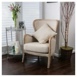 Discount 🔥 Crenshaw Fabric Wing Chair Beige - Christopher Knight Home ⭐