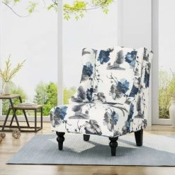 Budget ✔️ Toddman High-Back Club Chair Floral Print Blue - Christopher Knight Home ⌛