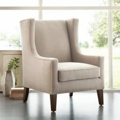 Best deal 👏 Madison Park Colette Wing Chair Linen 🔔