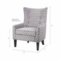 Promo 👍 Madison Park Carissa Shelter Wing Chair - Gray ✨ -Living Room Chairs Sales unnamed file 14786