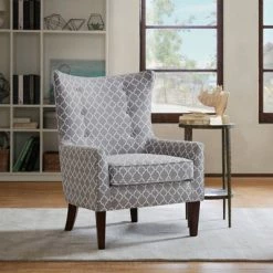 Promo 👍 Madison Park Carissa Shelter Wing Chair - Gray ✨ -Living Room Chairs Sales unnamed file 14787