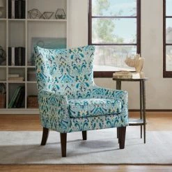 Best deal 🛒 Helena Shelter Wing Chair Blue/Cream- Madison PArk ❤️