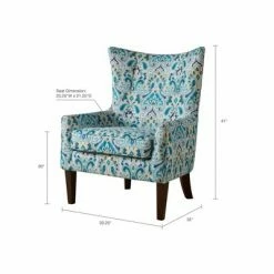 Best deal 🛒 Helena Shelter Wing Chair Blue/Cream- Madison PArk ❤️ -Living Room Chairs Sales unnamed file 14792