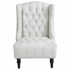 Living Room Chairs Sales 24 Buy π HomCom Linen Fabric Button Tufted Tall Wingback Accent Chair with Wooden Legs π