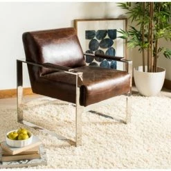 Top 10 🛒 Parkgate Occassional Leather Chair Vintage Brown - Safavieh 🎁