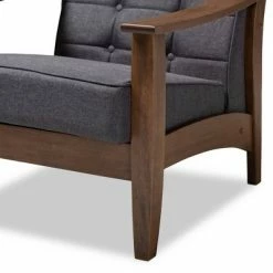 Discount 🔥 Larsen Walnut Wood Lounge Chair Gray - Baxton Studio 🧨
