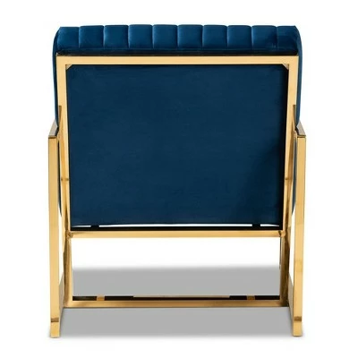 Hot Sale β¨ Janelle Velvet Fabric Upholstered Living Room Accent Chair Royal Blue/Gold - Baxton Studio π 5 Hot Sale β¨ Janelle Velvet Fabric Upholstered Living Room Accent Chair Royal Blue/Gold - Baxton Studio π - Image 3
