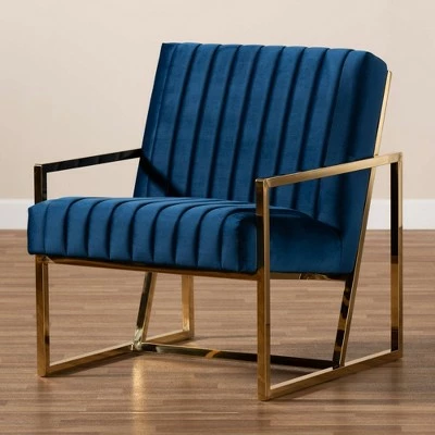 Hot Sale β¨ Janelle Velvet Fabric Upholstered Living Room Accent Chair Royal Blue/Gold - Baxton Studio π 9 Hot Sale β¨ Janelle Velvet Fabric Upholstered Living Room Accent Chair Royal Blue/Gold - Baxton Studio π - Image 7