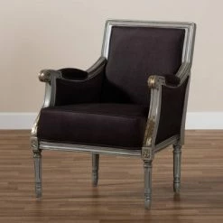 Outlet 👍 Georgette Velvet Upholstered Armchair Brown/Gray - Baxton Studio 💯 -Living Room Chairs Sales unnamed file 1641