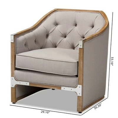 Outlet 👍 Terina Industrial Oak Wood Armchair with Metal Accents Beige - Baxton Studio 💯 3 Outlet 👍 Terina Industrial Oak Wood Armchair with Metal Accents Beige - Baxton Studio 💯