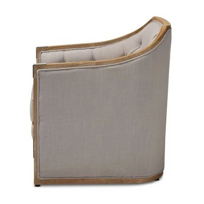 Outlet 👍 Terina Industrial Oak Wood Armchair with Metal Accents Beige - Baxton Studio 💯 9 Outlet 👍 Terina Industrial Oak Wood Armchair with Metal Accents Beige - Baxton Studio 💯 - Image 7