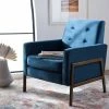 Brand new ⭐ Roald Sofa Accent Chair - Safavieh Blue Velvet/antique Coffee 🔔 -Living Room Chairs Sales unnamed file 1751