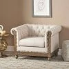 Buy 💯 Castalia Chesterfield Tufted Fabric Club Chair with Nailhead Trim - Christopher Knight Home Beige/dark Brown 🎉 -Living Room Chairs Sales unnamed file 1845