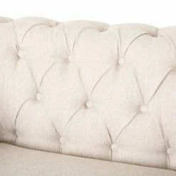 Buy 💯 Castalia Chesterfield Tufted Fabric Club Chair with Nailhead Trim - Christopher Knight Home Beige/dark Brown 🎉 -Living Room Chairs Sales unnamed file 1850