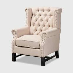Brand new 🧨 Charrette Button Tufted Armchair - Baxton Studio Gray 🧨 -Living Room Chairs Sales unnamed file 1900