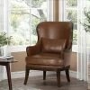 Promo ✨ Mantua Contemporary Upholstered Accent Chair with Nailhead Trim - Christopher Knight Home Cognac Brown/dark Brown 👏 -Living Room Chairs Sales unnamed file 1939