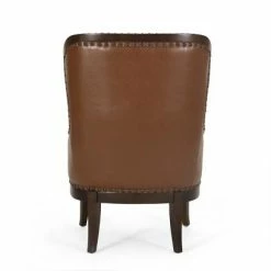 Promo ✨ Mantua Contemporary Upholstered Accent Chair with Nailhead Trim - Christopher Knight Home Cognac Brown/dark Brown 👏 -Living Room Chairs Sales unnamed file 1943