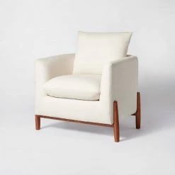 Hot Sale 🤩 Threshold Designed W/Studio McGee Elroy Accent Chair with Wood Legs - Threshold™ designed with Studio McGee Tan Boucle 🔔 -Living Room Chairs Sales unnamed file 204