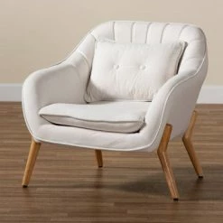 Discount 🛒 Valentina Velvet Natural Wood Armchair - Baxton Studio Beige 🎁 -Living Room Chairs Sales unnamed file 2048