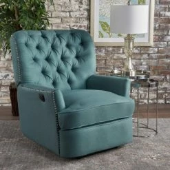 Cheap ⭐ Salomo Tufted Fabric Power Recliner - Christopher Knight Home Dark Teal 😍 -Living Room Chairs Sales unnamed file 2052