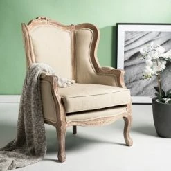 Top 10 👏 Fallon Linen Wing Chair - Natural Linen - Safavieh 🎉