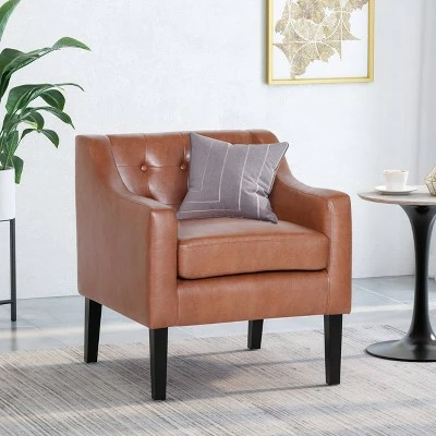 Buy ⭐ Deanna Contemporary Faux Leather Tufted Accent Chair - Christopher Knight Home Dark Brown/espresso ✔️ 3 Buy ⭐ Deanna Contemporary Faux Leather Tufted Accent Chair - Christopher Knight Home Dark Brown/espresso ✔️