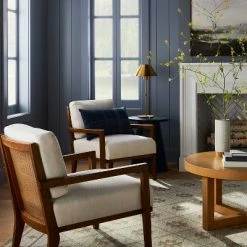 Coupon ✨ Threshold Designed W/Studio McGee Agoura Hills Cane Back Accent Chair - Threshold™ designed with Studio McGee Cream/mid-tone Wood 🤩