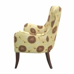 Buy 🥰 Patterned Fabric Arm Upholstered Accent Chair with Flared Legs Brown/Beige - The Urban Port ✨ -Living Room Chairs Sales unnamed file 2219