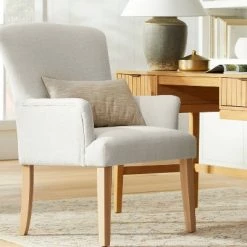 Coupon 😍 Threshold Designed W/Studio McGee Oak View Armed Upholstered Anywhere Chair Light Gray - Threshold™ designed with Studio McGee 🎁